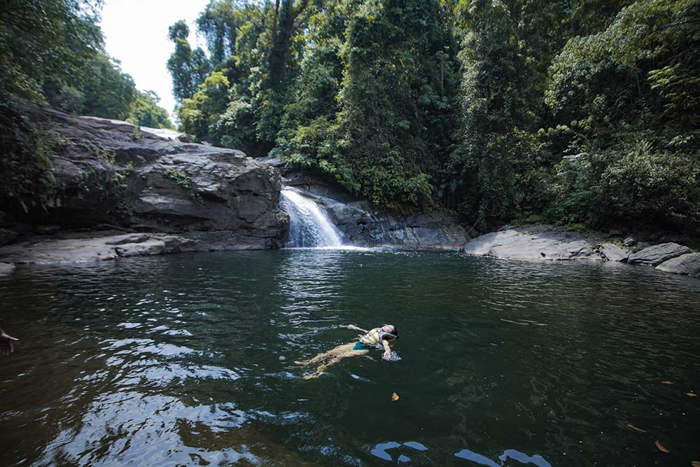 Private waterfall and river in Sri Lanka